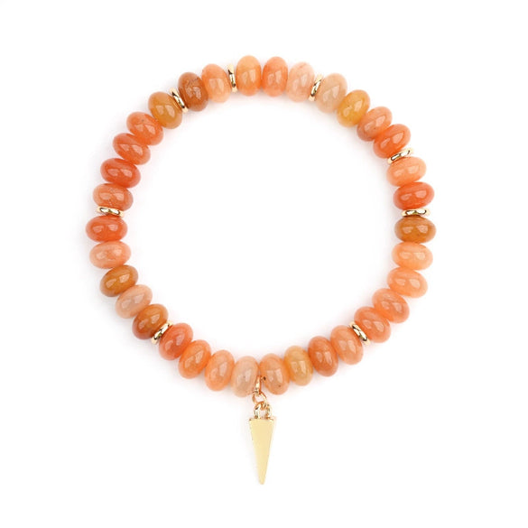 Wholesale Women's Agate Beaded Bracelet With Triangular Cone Pendant And Geometric Style