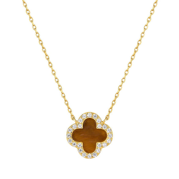 Wholesale Women's All Match Light Luxury Collar 925 Silver Necklace With Four Leaf Clover Pendant And Conventional Chain Zircon Designed Geometric Styling