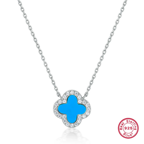 Wholesale Women's All Match Light Luxury Collar 925 Silver Necklace With Four Leaf Clover Pendant And Conventional Chain Zircon Designed Geometric Styling