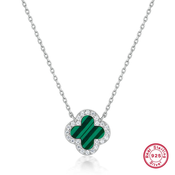 Wholesale Women's All Match Light Luxury Collar 925 Silver Necklace With Four Leaf Clover Pendant And Conventional Chain Zircon Designed Geometric Styling