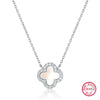 Wholesale Women's All Match Light Luxury Collar 925 Silver Necklace With Four Leaf Clover Pendant And Conventional Chain Zircon Designed Geometric Styling