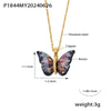 Wholesale Women's Allmatch Animal Zodiac Butterfly Pendant Necklace With Microinlaid Zircon Copper And Titanium Steel Ochain Electroplated