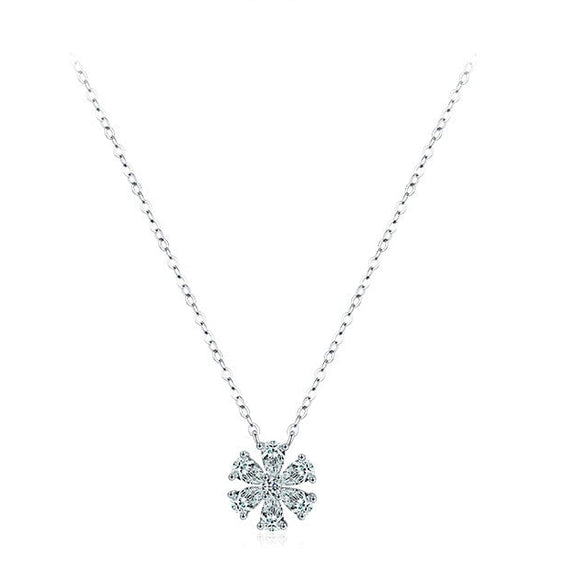 Wholesale Women's Allmatch Lucky Flower Sterling Silver 925 Pendant Necklace With Cross Chain And Seiko Design