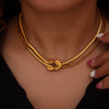 Wholesale Women's Allmatch Snake Bone Chain Jewelry Suit With Weaving Knot Design Goldplated Titanium Steel