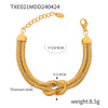 Wholesale Women's Allmatch Snake Bone Chain Jewelry Suit With Weaving Knot Design Goldplated Titanium Steel