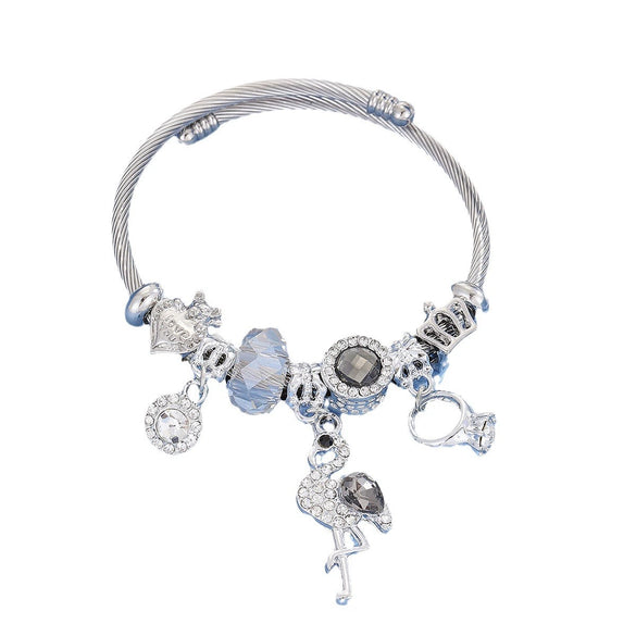 Wholesale Women's Allmatching Stainless Steel Bracelet With Diamond Embedded Heart Shape And Animal Zodiac Patterns