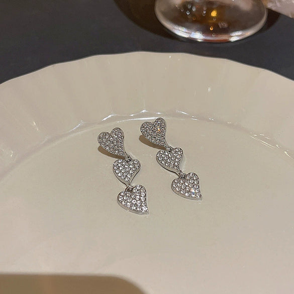 Wholesale Women's Alloy And 925 Silver Heart Shape Electroplated Pearl Love Earrings