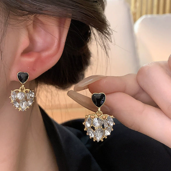 Wholesale Women's Alloy And 925 Silver Heart Shape Electroplated Pearl Love Earrings