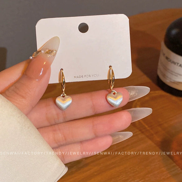 Wholesale Women's Alloy And 925 Silver Heart Shape Electroplated Pearl Love Earrings