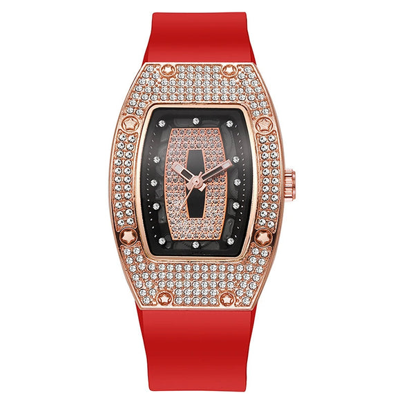 Wholesale Women's Alloy And Stainless Steel Barrelshaped Quartz Watch With Diamond Set And Fashion Style