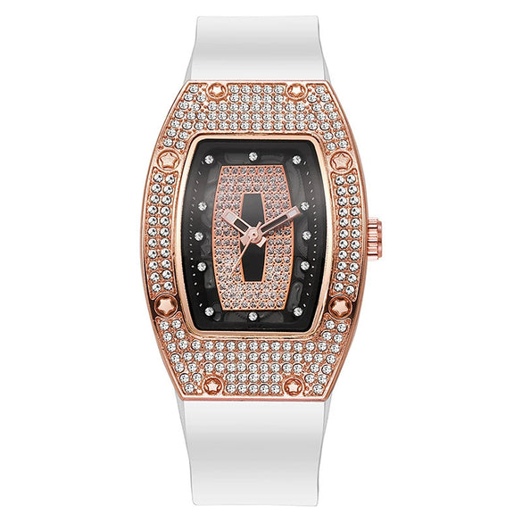 Wholesale Women's Alloy And Stainless Steel Barrelshaped Quartz Watch With Diamond Set And Fashion Style