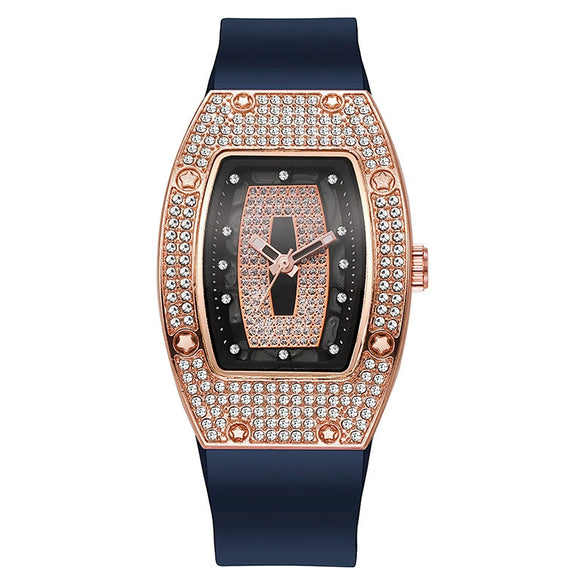 Wholesale Women's Alloy And Stainless Steel Barrelshaped Quartz Watch With Diamond Set And Fashion Style