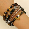 Wholesale Women's Alloy And Tiger Eye Stone Geometric Style Electroplated Regular Chain Necklace