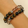 Wholesale Women's Alloy And Tiger Eye Stone Geometric Style Electroplated Regular Chain Necklace
