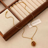 Wholesale Women's Alloy And Tiger Eye Stone Geometric Style Electroplated Regular Chain Necklace