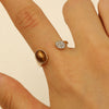 Wholesale Women's Alloy And Tiger Eye Stone Geometric Style Electroplated Regular Chain Necklace