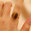 Wholesale Women's Alloy And Tiger Eye Stone Geometric Style Electroplated Regular Chain Necklace