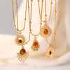 Wholesale Women's Alloy And Tiger Eye Stone Geometric Style Electroplated Regular Chain Necklace