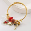 Wholesale Women's Alloy And Titanium Steel Bracelet With Bear Key Crystal Pendant