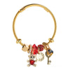 Wholesale Women's Alloy And Titanium Steel Bracelet With Bear Key Crystal Pendant