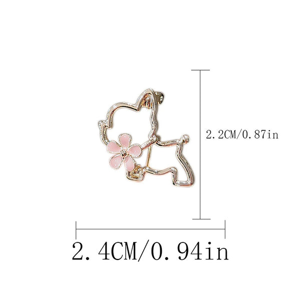 Wholesale Women's Alloy Antilight Puppy And Cherry Blossom Pattern Brooch With Electroplating Treatment