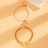 Wholesale Women's Alloy Beaded Bracelet With Irregular Imitation Pearl Stitching And Bow Tie Pendant Electroplating Design