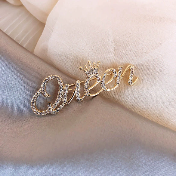Wholesale Women's Alloy Brooch With Flower Pattern And Letter Style Electroplating Treatment