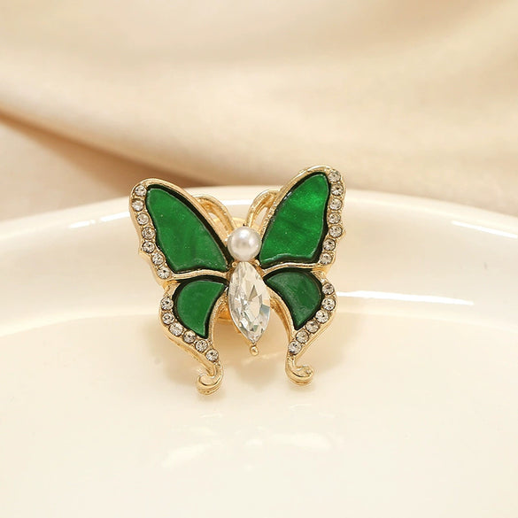 Wholesale Women's Alloy Butterfly Flower Antiexposure Brooch With Electroplating Treatment
