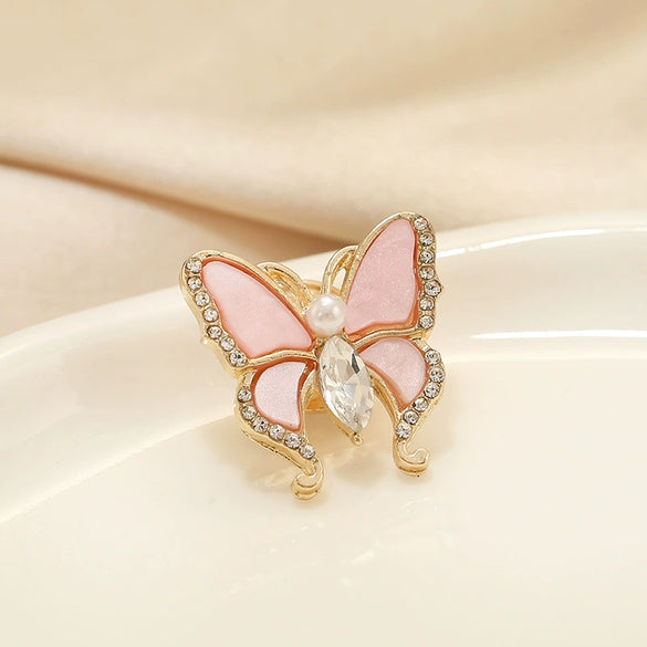 Wholesale Women's Alloy Butterfly Flower Antiexposure Brooch With Electroplating Treatment