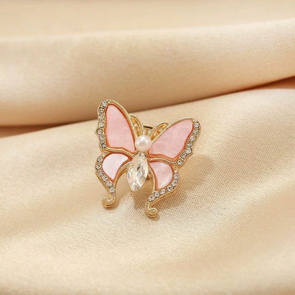 Wholesale Women's Alloy Butterfly Flower Antiexposure Brooch With Electroplating Treatment