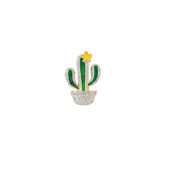 Wholesale Women's Alloy Cactus Flower Antiexposure Brooch With Electroplating For Fixing Clothes