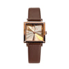 Wholesale Women's Alloy Case Genuine Leather Strap Rectangle Dial Retro Fashion Waterproof Quartz Watch With Rose Gold Clasp