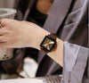 Wholesale Women's Alloy Case Genuine Leather Strap Rectangle Dial Retro Fashion Waterproof Quartz Watch With Rose Gold Clasp