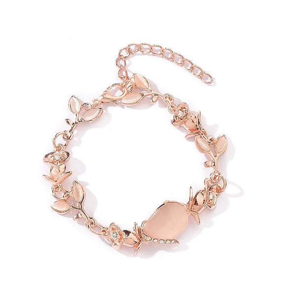 Wholesale Women's Alloy Cat's Eye Leaf Electroplated Bracelet