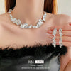 Wholesale Women's Alloy Clavicle Chain Necklace With Irregular Fold Metal Stitching And Geometric Pattern Electroplated