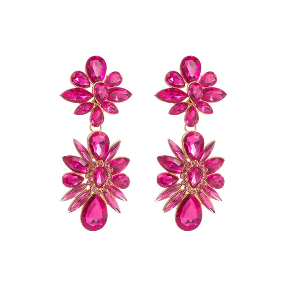 Wholesale Women's Alloy Colored Diamond Flower Earrings