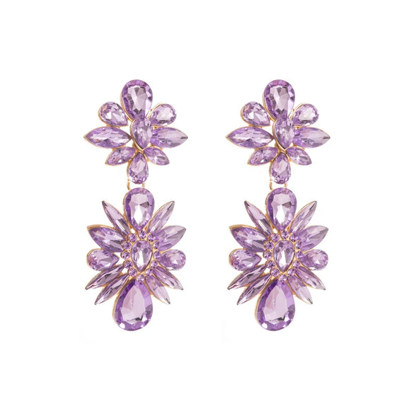Wholesale Women's Alloy Colored Diamond Flower Earrings