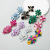 Wholesale Women's Alloy Colored Diamond Flower Earrings
