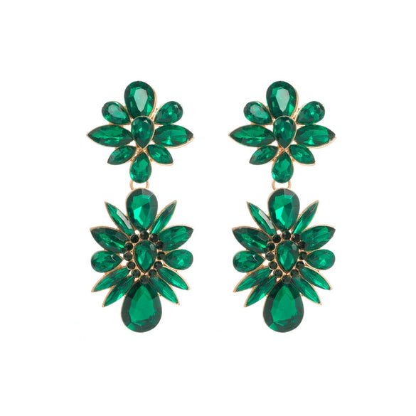 Wholesale Women's Alloy Colored Diamond Flower Earrings