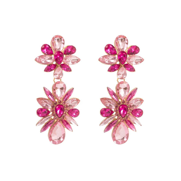 Wholesale Women's Alloy Colored Diamond Flower Earrings