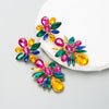 Wholesale Women's Alloy Colored Diamond Flower Earrings