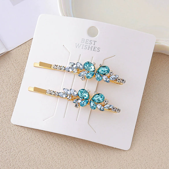Wholesale Women's Alloy Colorful Crystal Bow Flower And Butterfly Rhinestone Side Hair Clip With Electroplating Cartoon Style