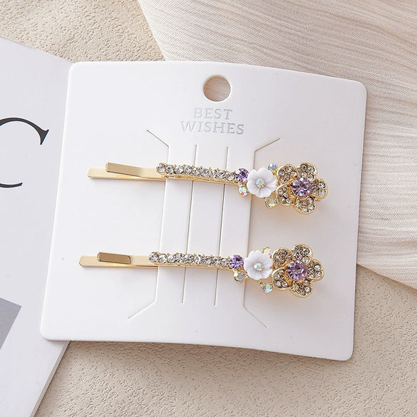 Wholesale Women's Alloy Colorful Crystal Bow Flower And Butterfly Rhinestone Side Hair Clip With Electroplating Cartoon Style