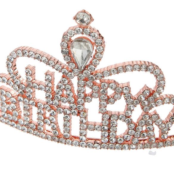Wholesale Women's Alloy Crystal Crown Headband With Letters Electroplated Hair Accessories