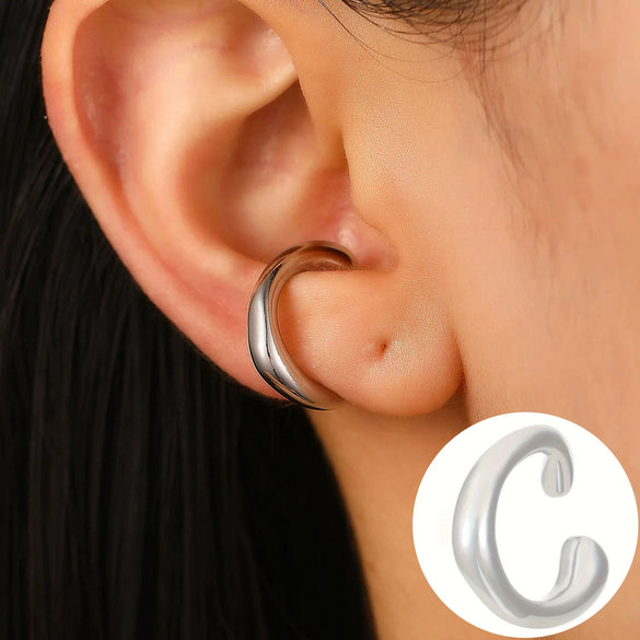 Wholesale Women's Alloy Cshaped Opening Irregular Lava Ear Clip With Electroplating And Geometric Design For Nonpierced Ears
