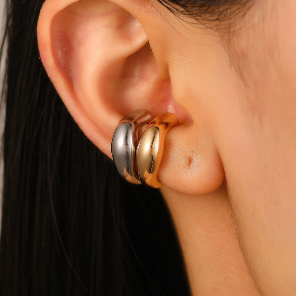 Wholesale Women's Alloy Cshaped Opening Irregular Lava Ear Clip With Electroplating And Geometric Design For Nonpierced Ears