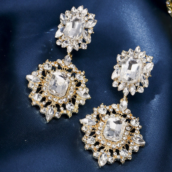 Wholesale Women's Alloy Diamond Drop Shape Creative Exaggerated Personality Earrings