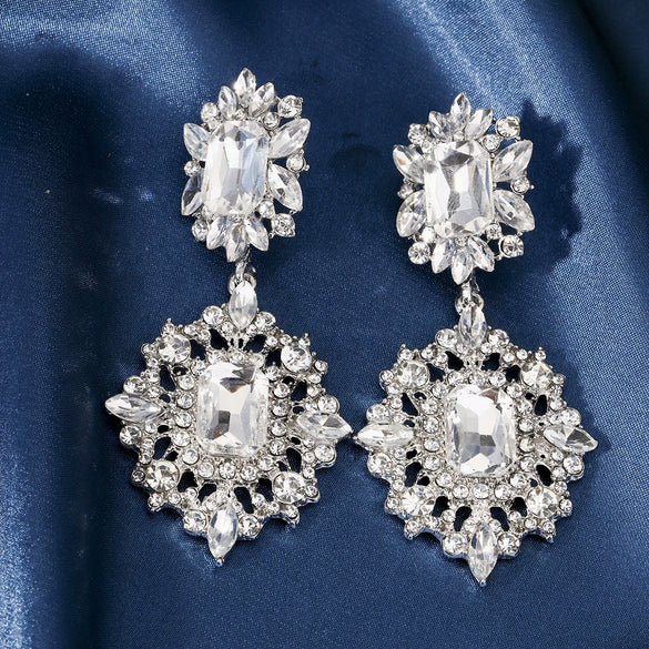 Wholesale Women's Alloy Diamond Drop Shape Creative Exaggerated Personality Earrings