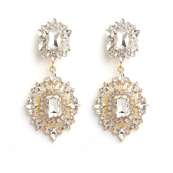 Wholesale Women's Alloy Diamond Drop Shape Creative Exaggerated Personality Earrings