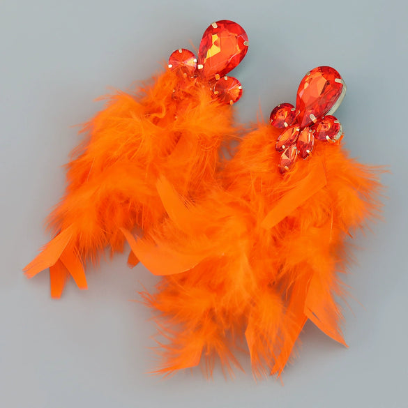 Wholesale Women's Alloy Diamond Geometric Flower Tassel Feather Earrings